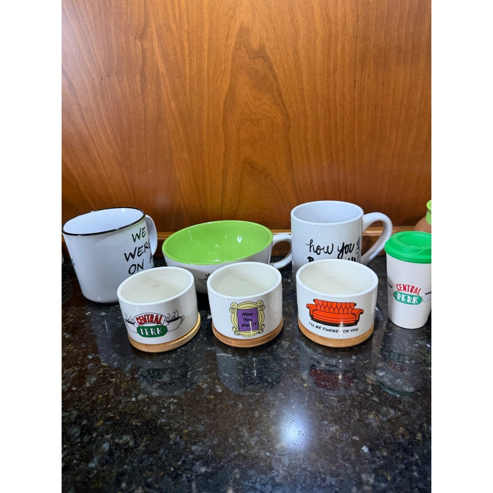 Friends TV Show Central Perk Mug Bowl Set 7pc How You Brewin Couch Frame Quote